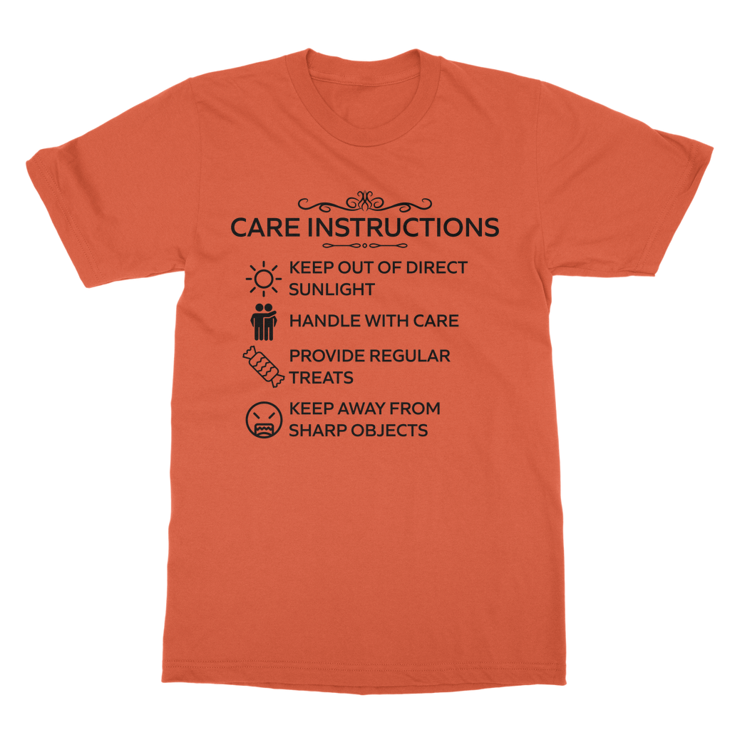 Care Instructions T-Shirt – Black Print | Classic Heavy Cotton Unisex Tee
