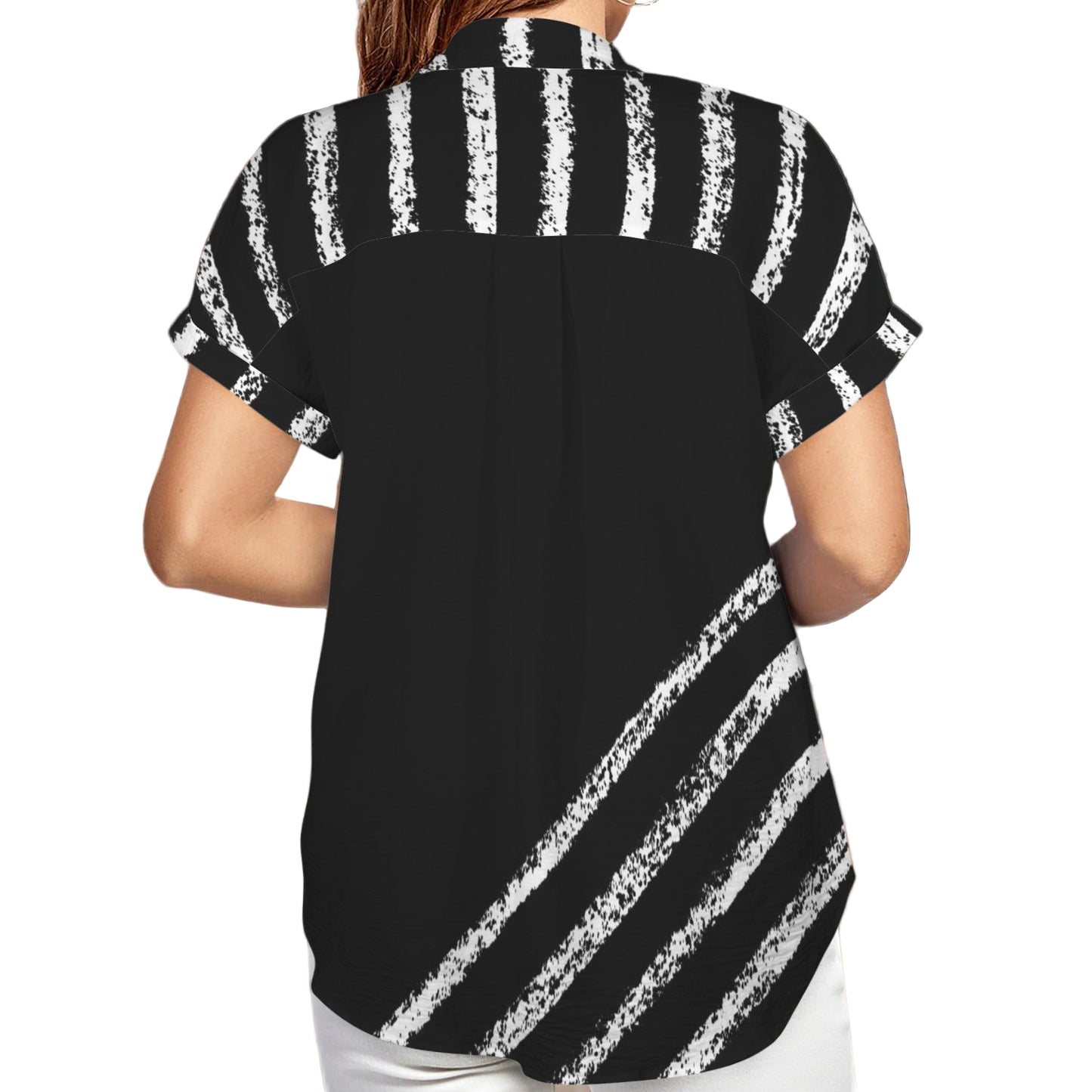 ANTIBrand black short-sleeve shirt with rough white stripe print