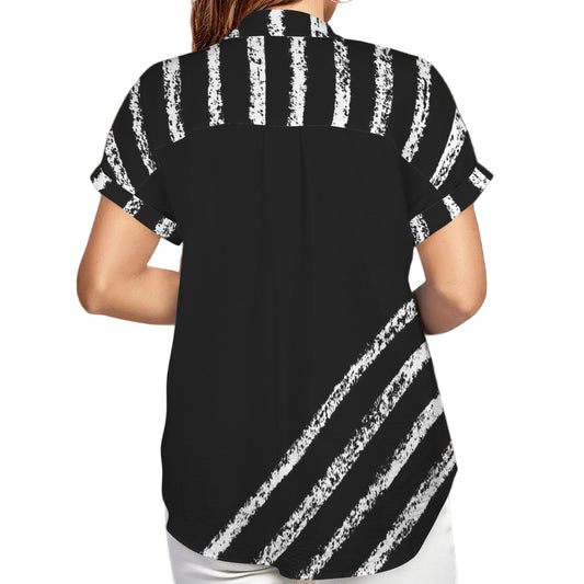 ANTIBrand black short-sleeve shirt with rough white stripe print
