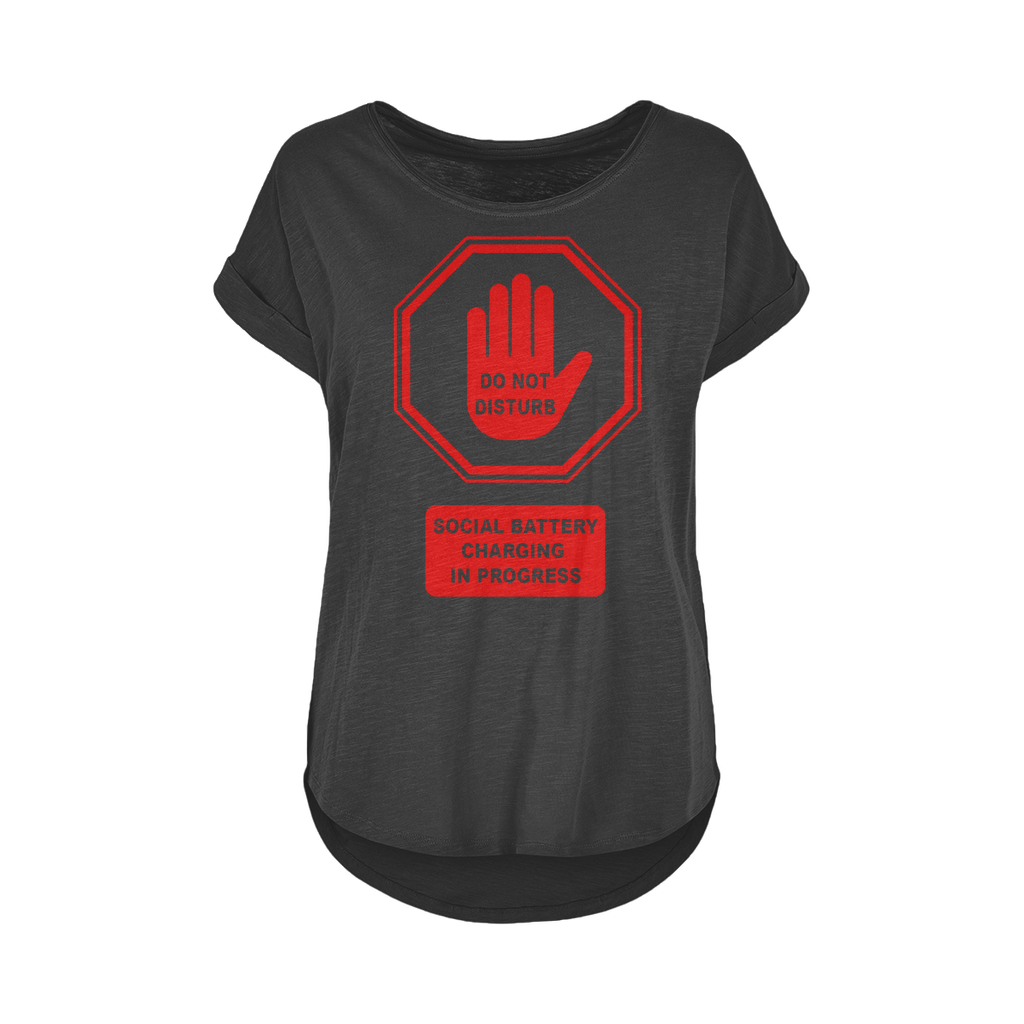 Do Not Disturb - Red Print Long Slub T-Shirt