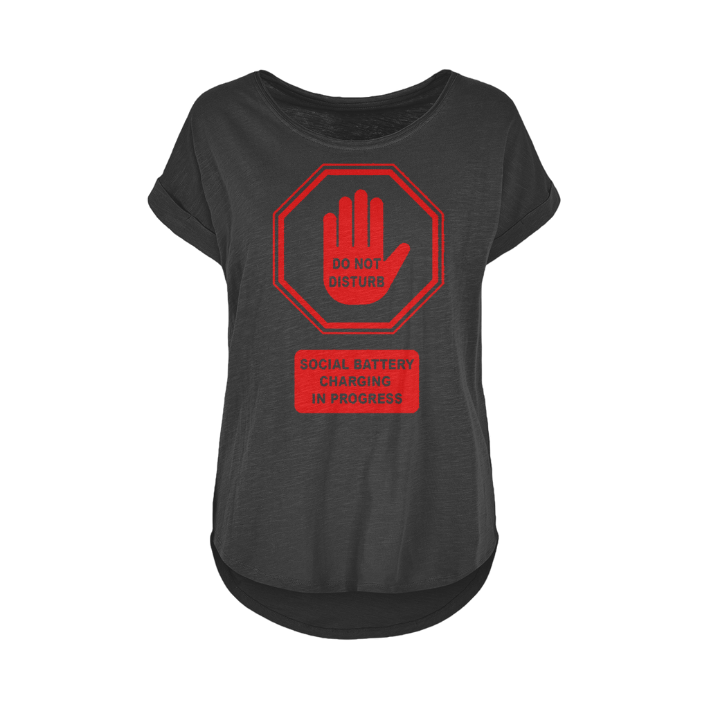 Do Not Disturb - Red Print Long Slub T-Shirt