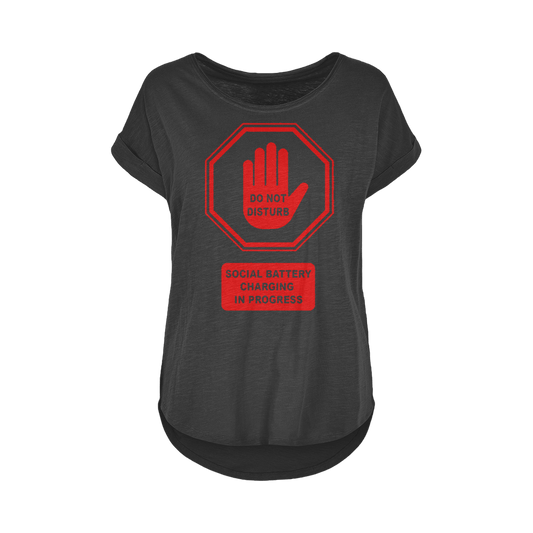 Do Not Disturb - Red Print Long Slub T-Shirt