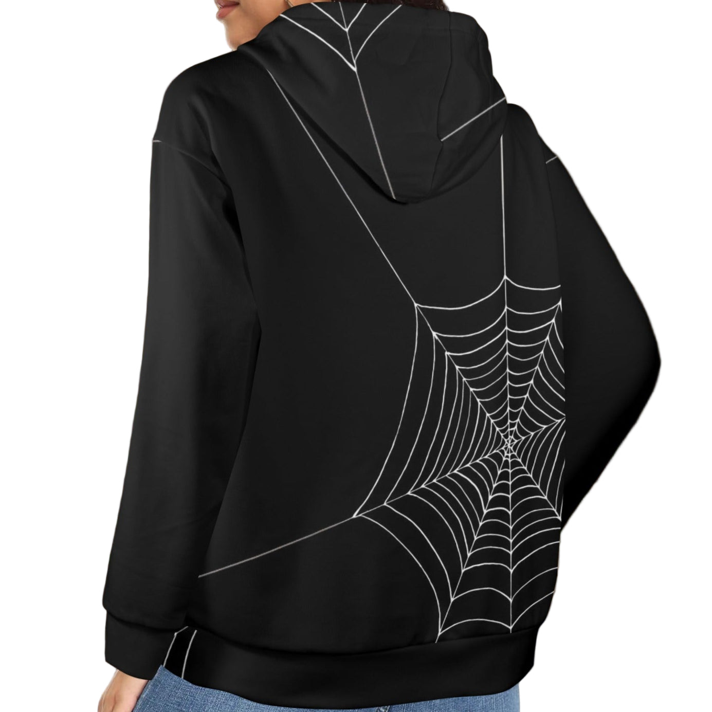 ANTIBrand fleece-lined zip hoodie with spiderweb print