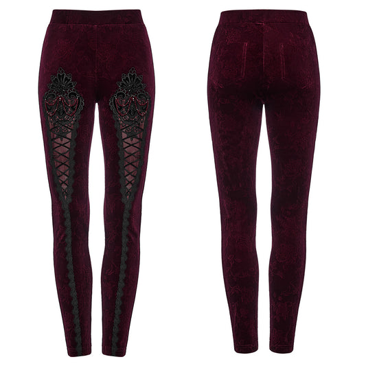 Punk Rave Isolde Embroidered Velvet Leggings, view 10