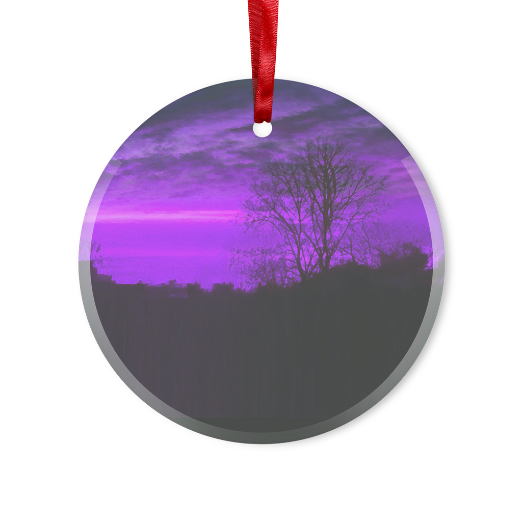 Glass hanging ornament with eerie dusk skyline by ANTIBrand
