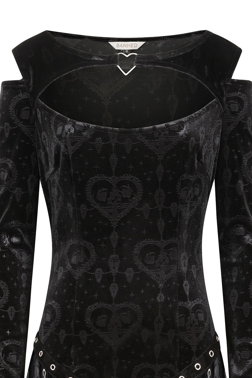 gothic dress with lace-up details and heart metal accent