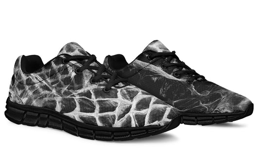 Gothic snakeskin print sports trainers black
