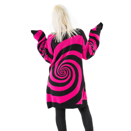 Vixxsin Black and Hot Pink Hypno Cardigan - Kate's Clothing