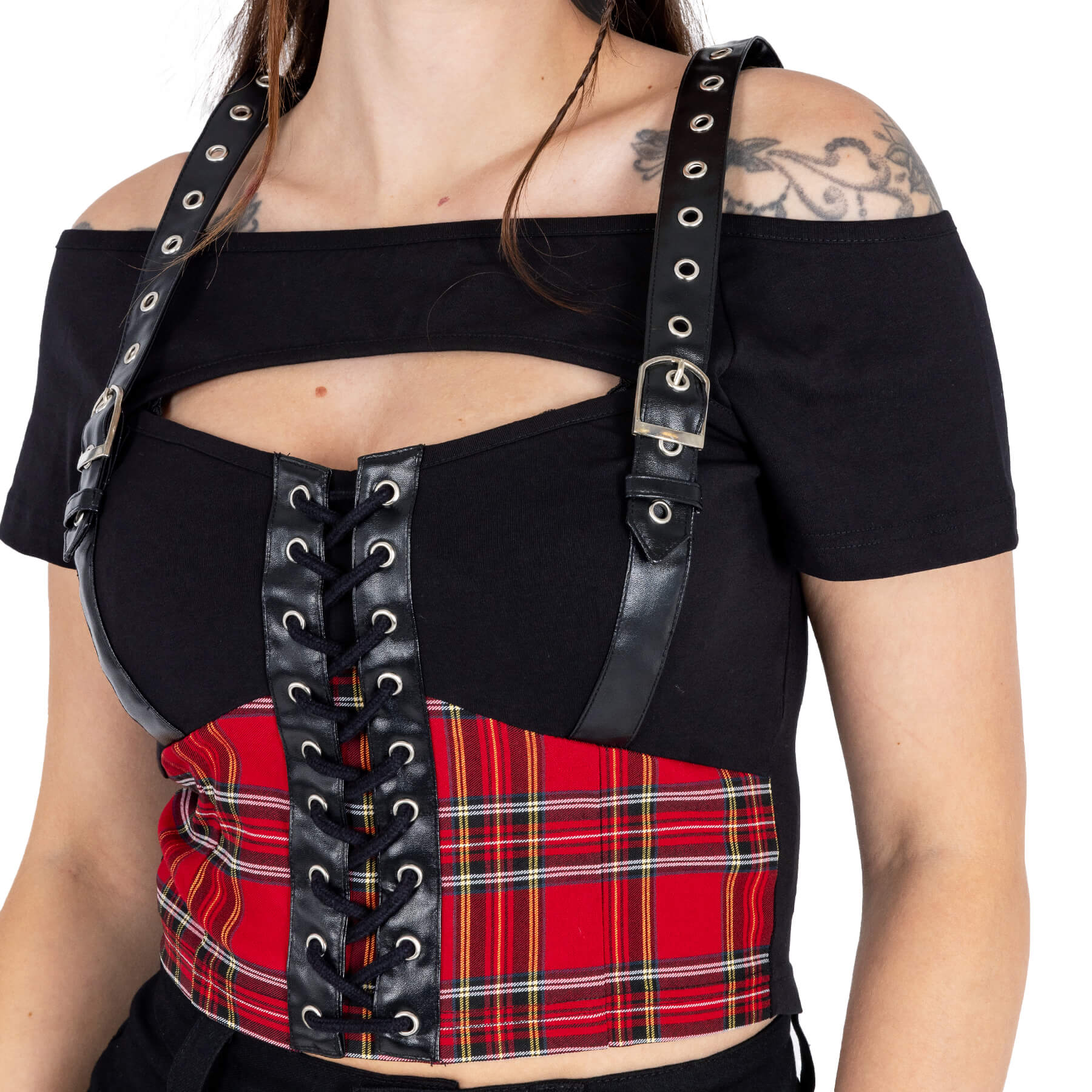 Vixxsin Black and Red Tartan Khloe Top - Kate's Clothing