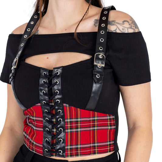 Vixxsin Black and Red Tartan Khloe Top - Kate's Clothing