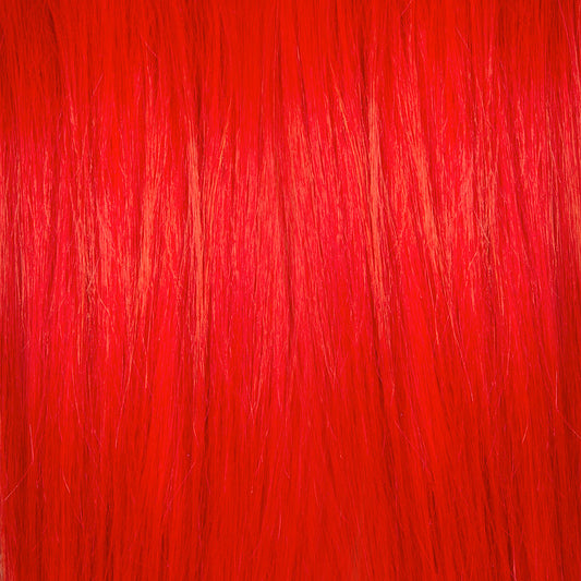 Red semi permanent hair dye swatch - Wildfire Red vibrant fiery red UV reactive Manic Panic