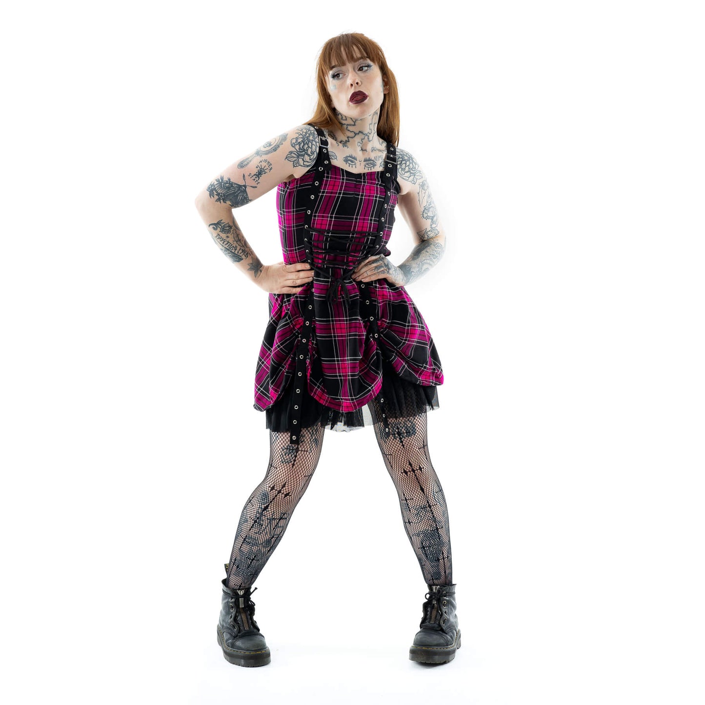 Heartless Marta Dress- Dark Pink Check - Kate's Clothing