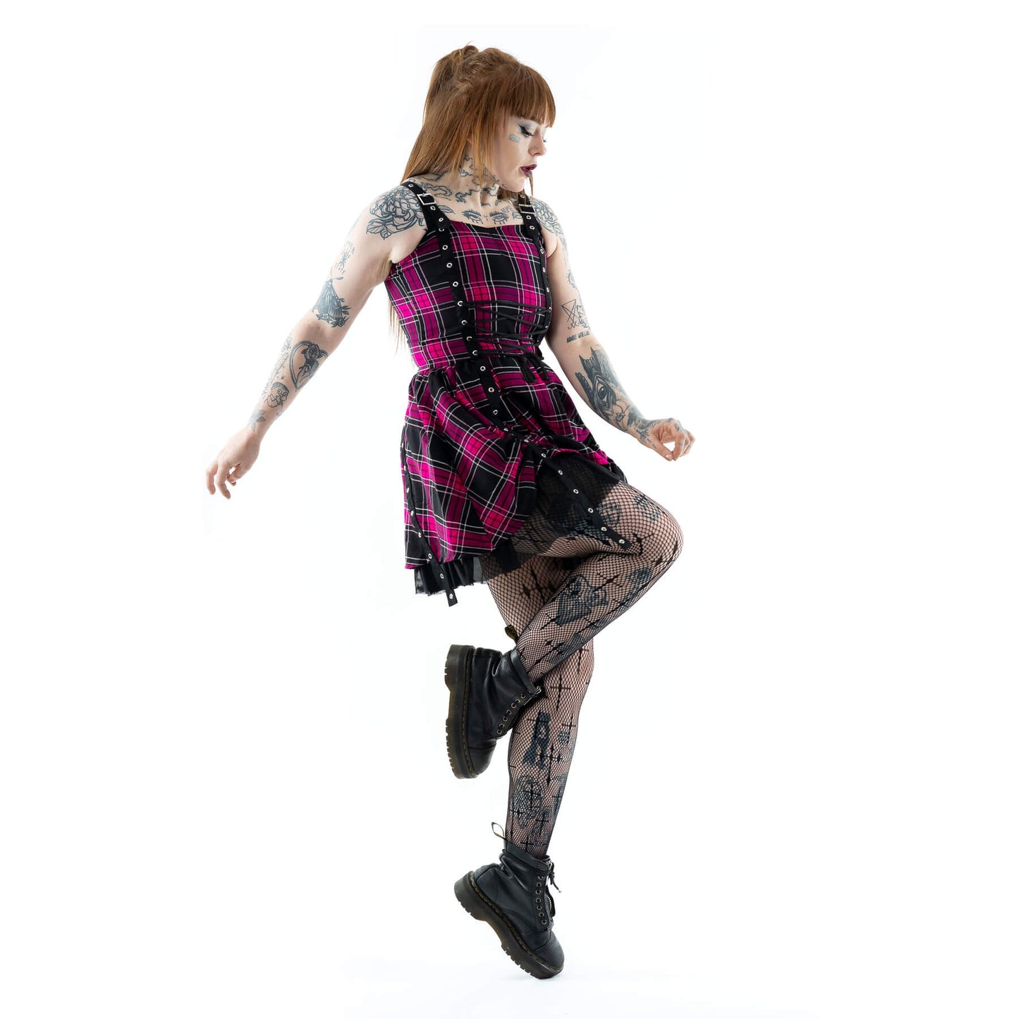 Heartless Marta Dress- Dark Pink Check - Kate's Clothing