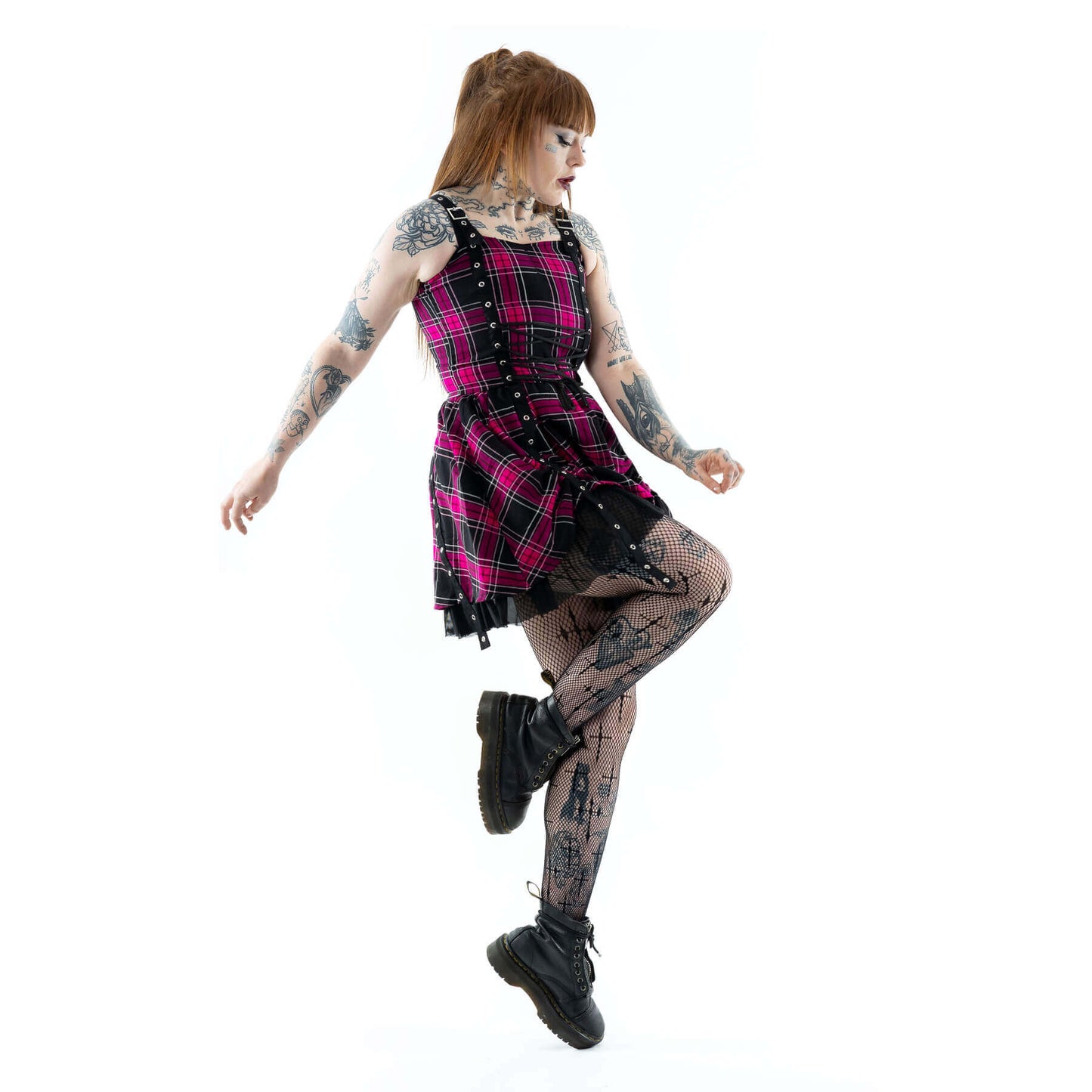Heartless Marta Dress- Dark Pink Check - Kate's Clothing