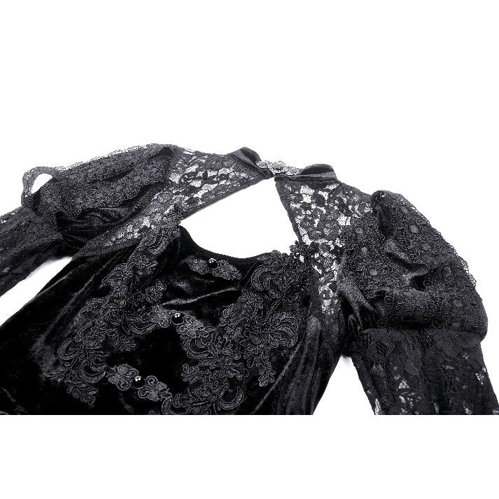 Dark in Love Onyx Romantic Gothic Velvet Lace Princess Gown - Kate's Clothing