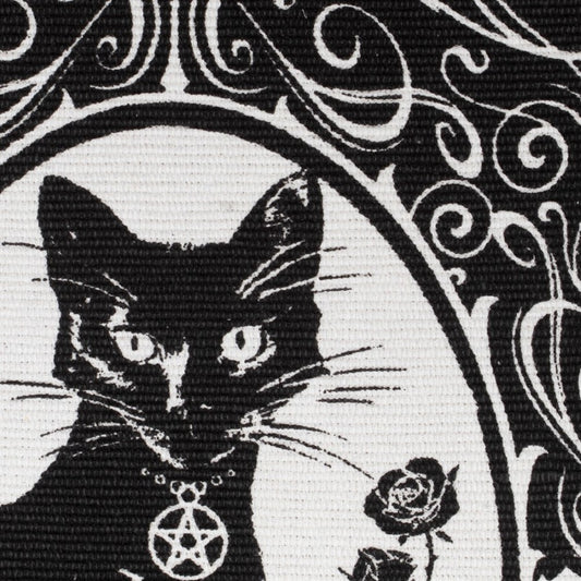 Alchemy Gothic Paracelsus (RUG7) Woven Cotton Rug Black Cat Occult Home Decor