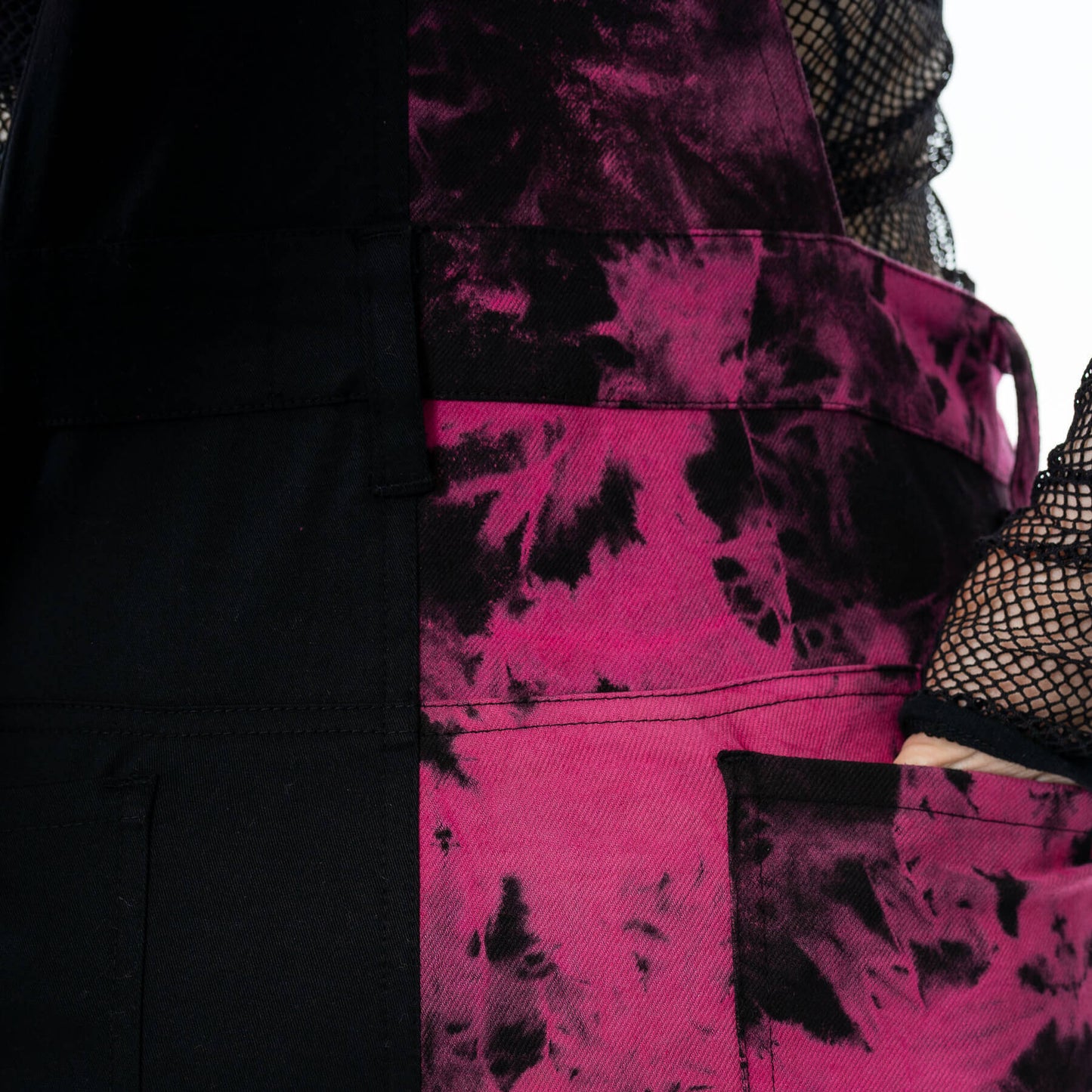 Vixxsin Petra Dungarees Black and Pink Tie Die