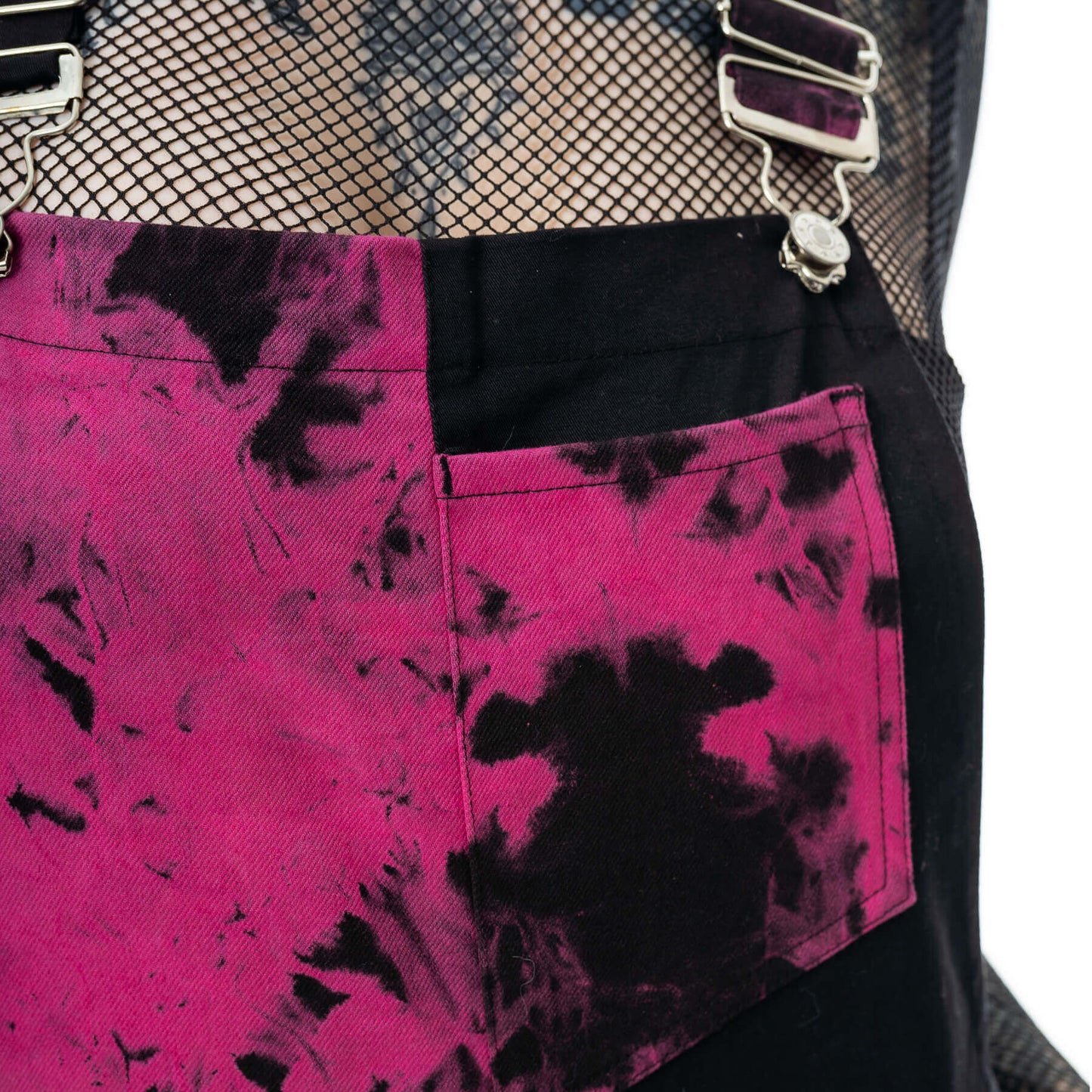 Vixxsin Petra Dungarees Black and Pink Tie Die