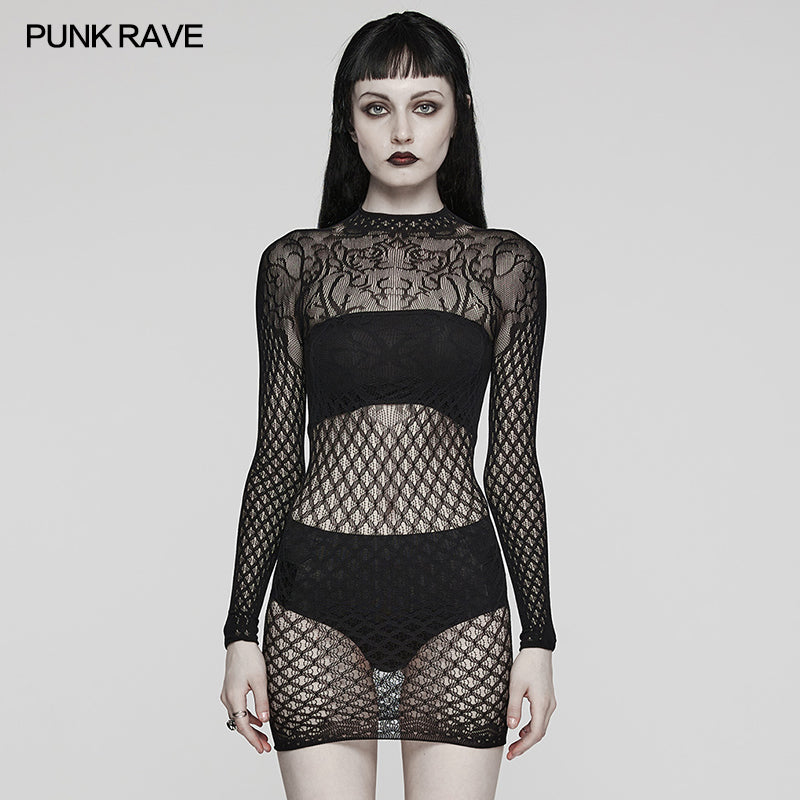 Ansley Fitted Mesh Dress - Punk Rave Open Back | Kate's Clothing Ansley Fitted Mesh Dress - Punk Rave Open Back | Kate's Clothing
