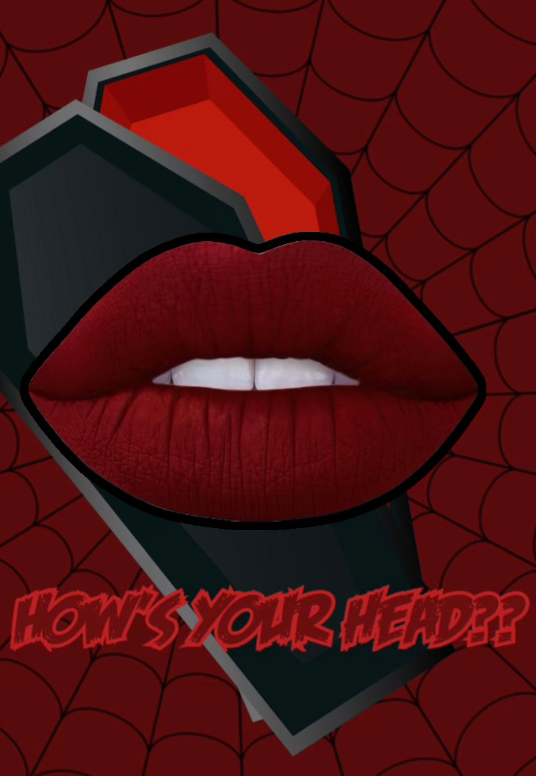 Radioactive Unicorn How’s Your Head lipstick Elvira inspired deep rose red shade
