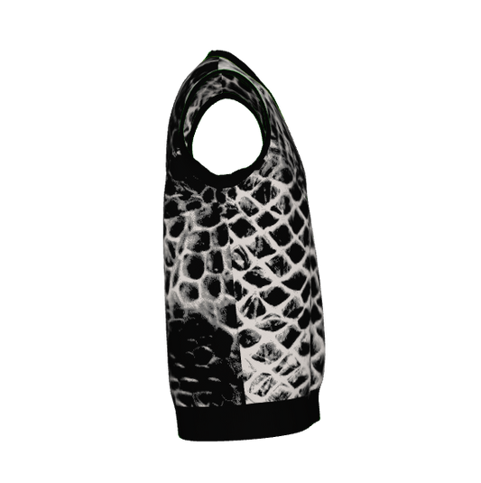 Gothic black and white snake skin jacquard knitted vest
