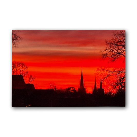 Cathedral silhouette at dusk on high-definition cotton canvas