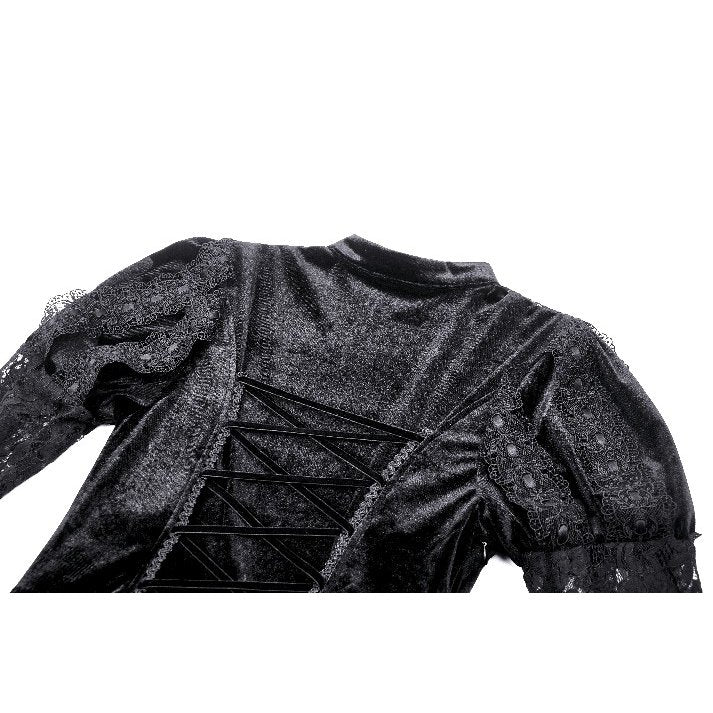 Dark in Love Onyx Romantic Gothic Velvet Lace Princess Gown - Kate's Clothing