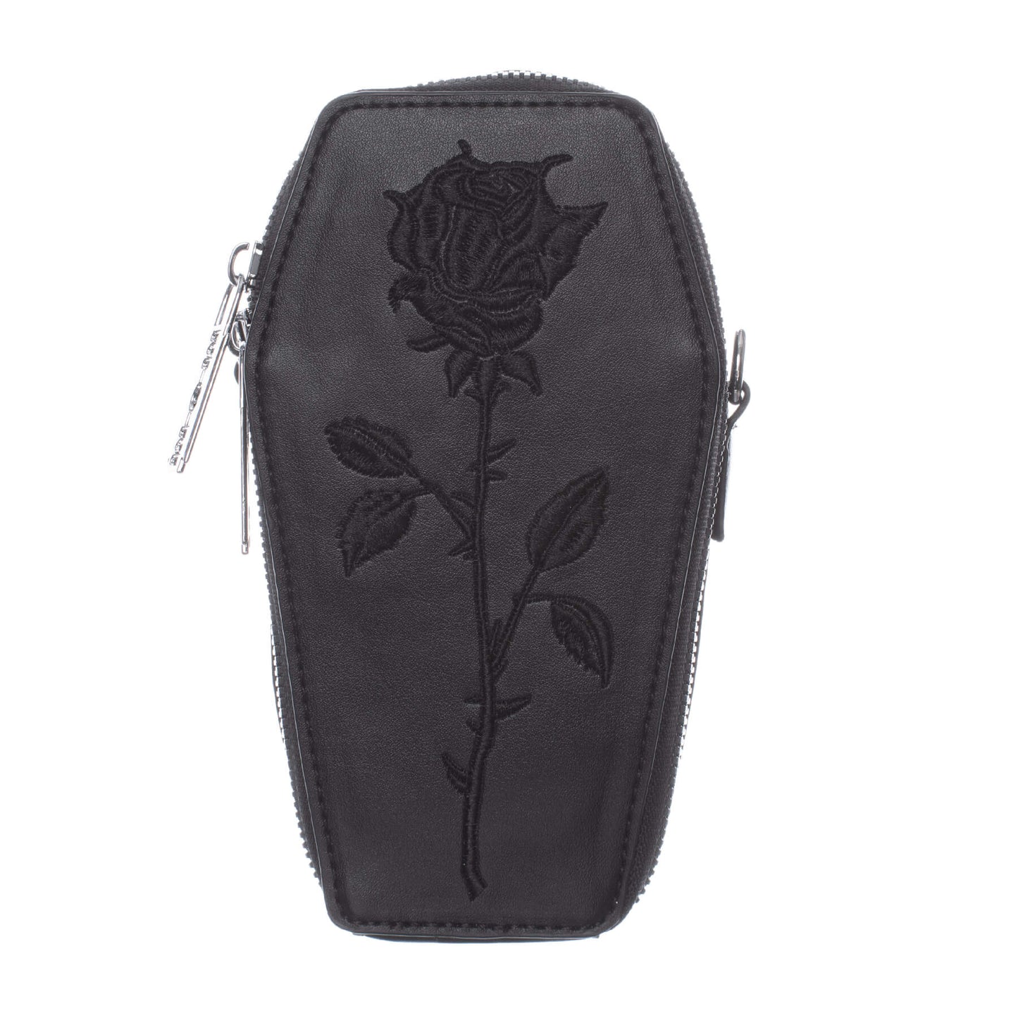 Heartless Thorne Mini Coffin Bag with Black Rose Embroidery - Kate's Clothing