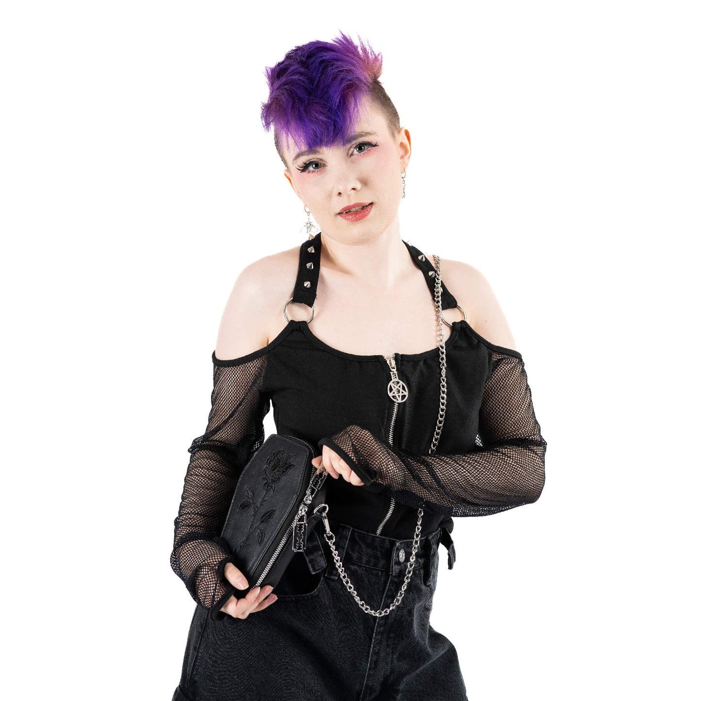 Heartless Thorne Mini Coffin Bag with Black Rose Embroidery - Kate's Clothing