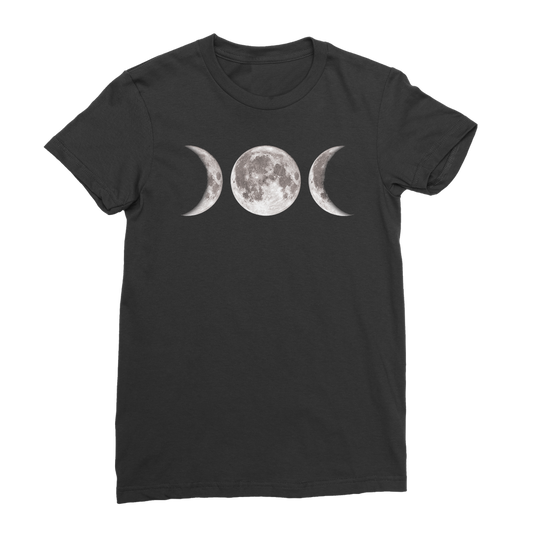 Triple Goddess classic black t-shirt with moon phase print