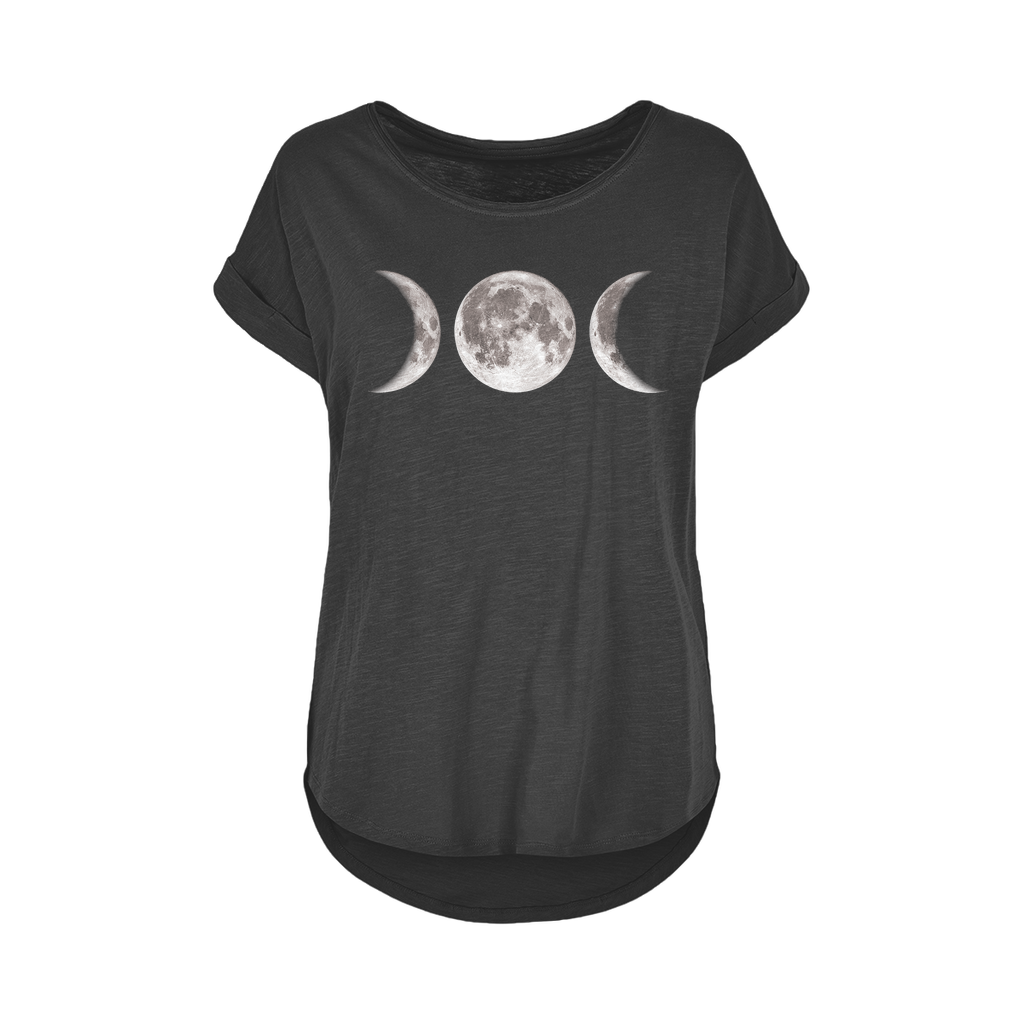 Triple Goddess long slub t-shirt with moon phase print by Kate