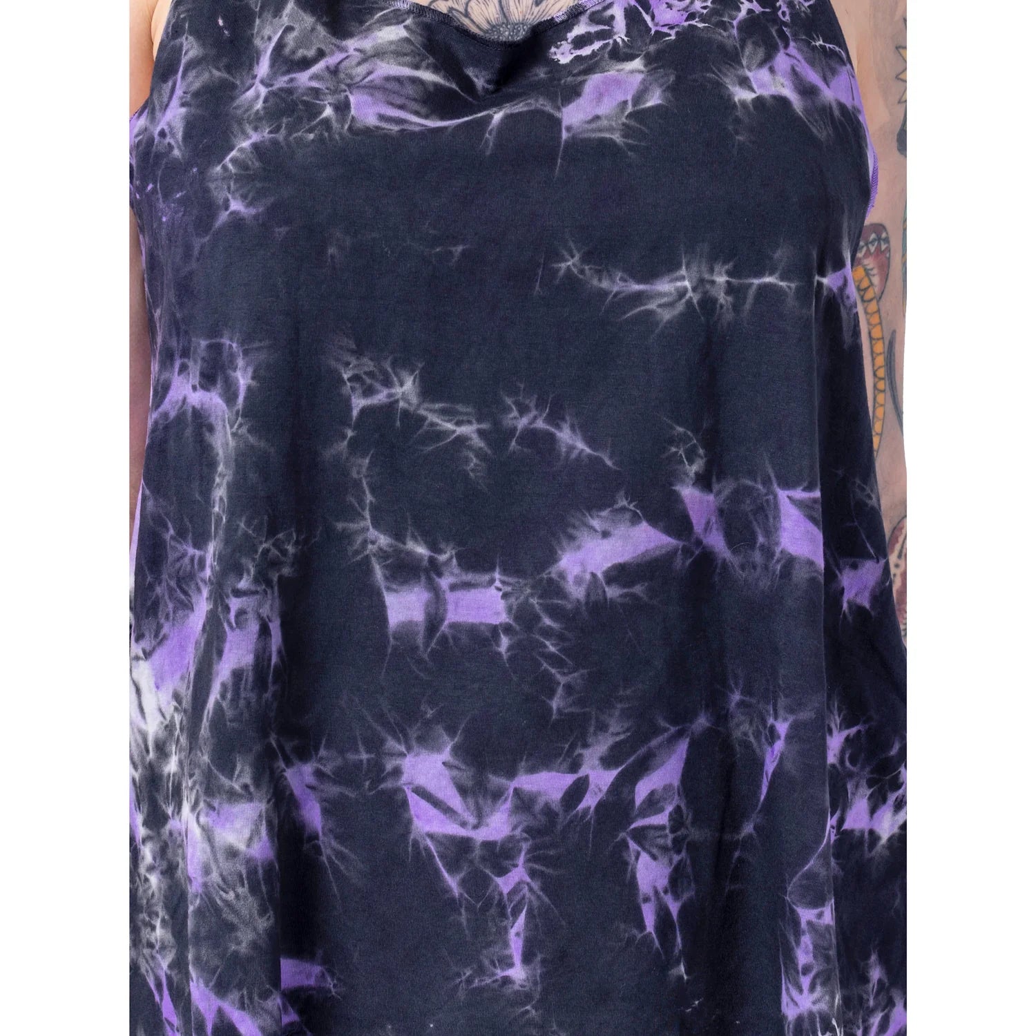 Innocent Lifestyle Black and Purple Tie Dye Tye Knot Top - Kate's Clothing