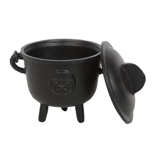 11cm Cast Iron Cauldron with Pentagram - Kate's Clothing