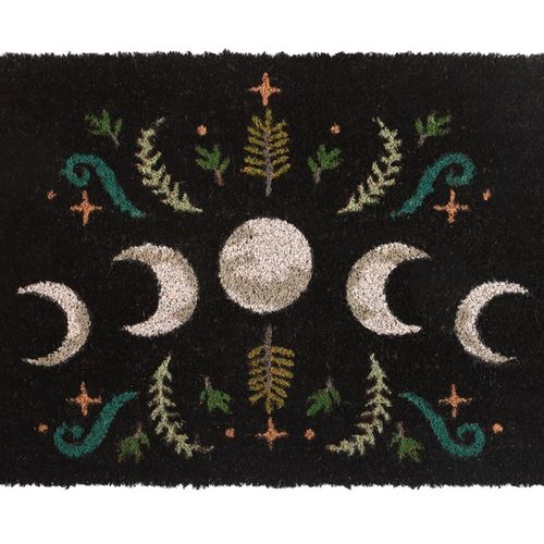 Black Dark Forest Moon Phase Doormat - Kate's Clothing