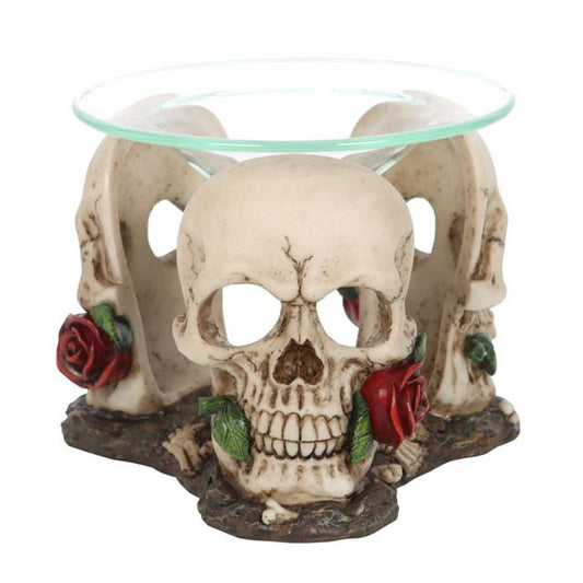 Resin and Glass Skull Rose Oil Burner - Kate's Clothing