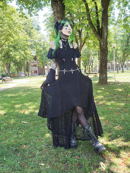 Punk Rave Morrigan Cross Goth Flying Sleeve Dress, view 2