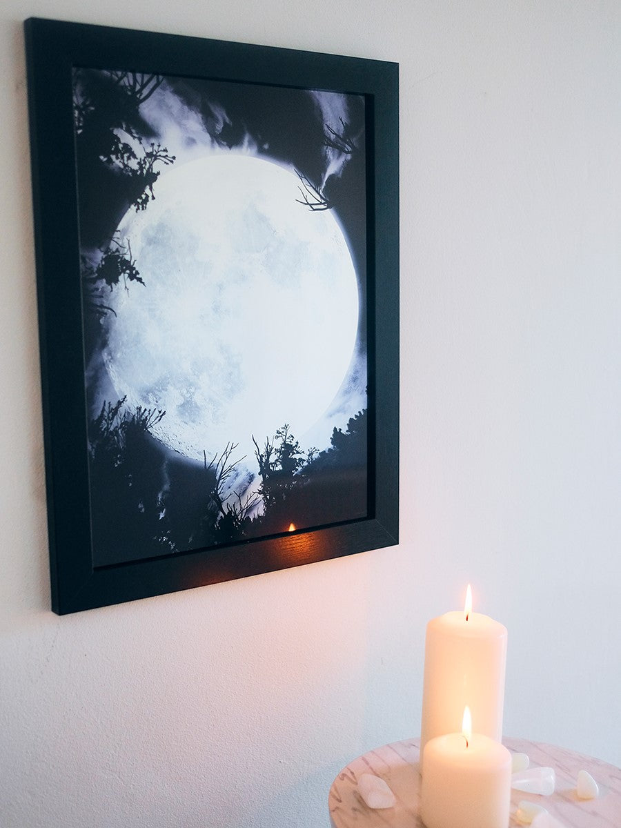 Framed Mirrored Tin Sign - Celestial Moon - Kate's Clothing