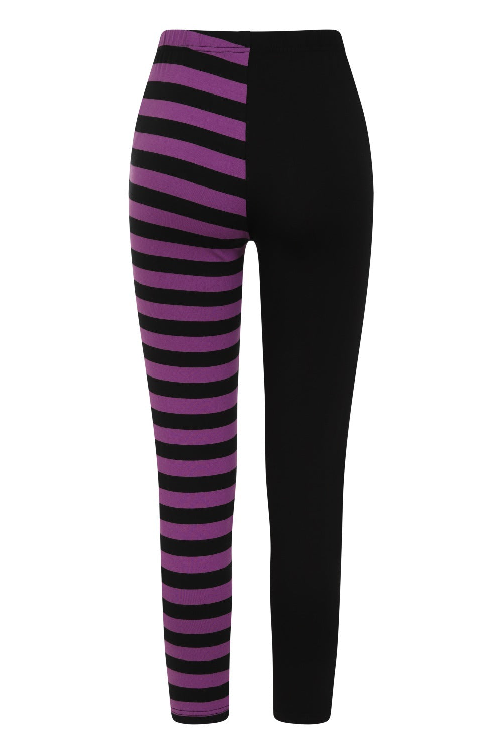 Banned Half Black Half Stripes Leggings - Purple - Kate's Clothing