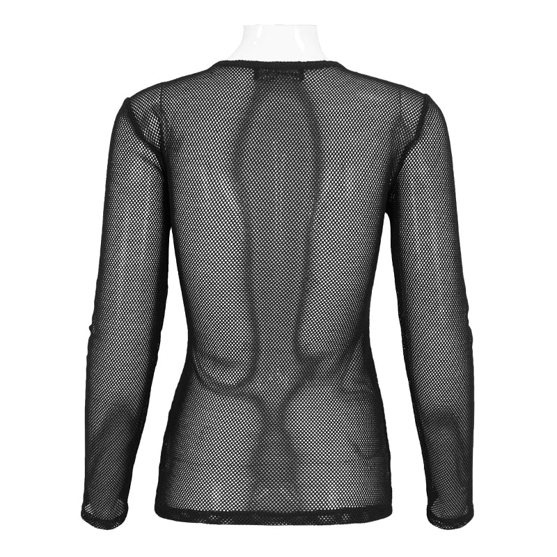 Devil Fashion Arturu Long Sleeve Mesh Top Black - Kate's Clothing