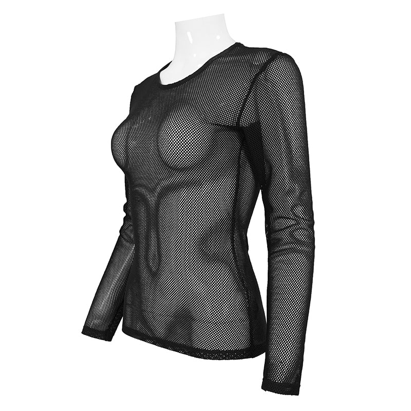 Devil Fashion Arturu Long Sleeve Mesh Top Black - Kate's Clothing