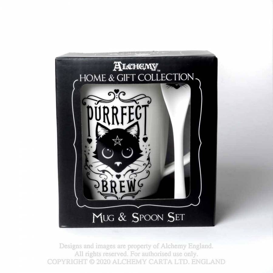 Alchemy Gothic Purrfect Brew: Mug and Spoon Set fr- Kate's Clothingnt view