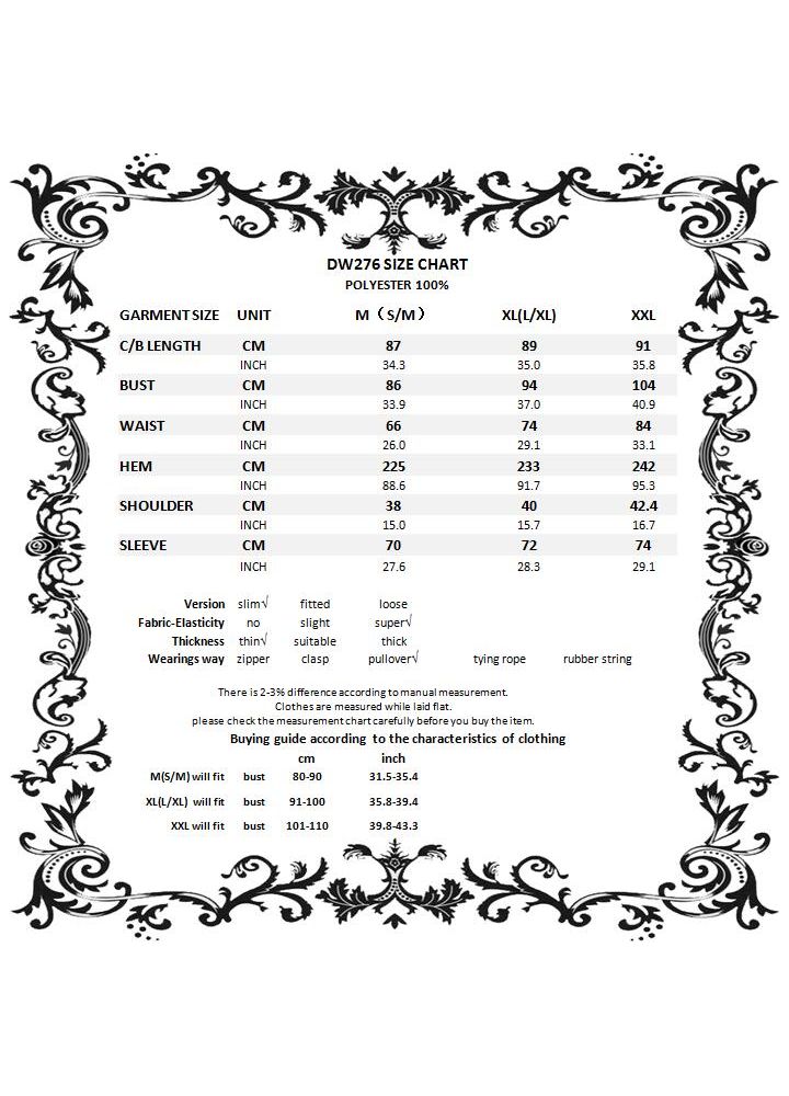Avina velvet dress size chart - Dark In Love gothic dress sizing guide black velvet dress
