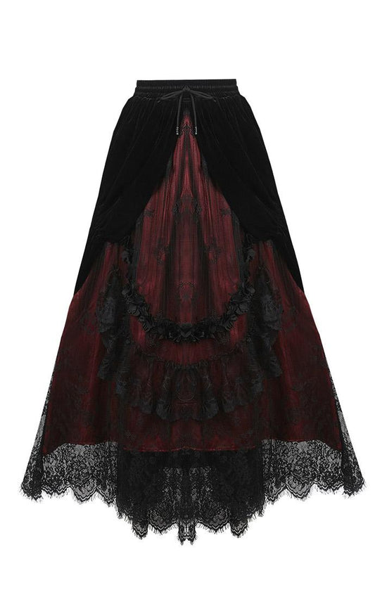 Dark In Love Arabella Red Maxi Skirt - Kate's Clothing