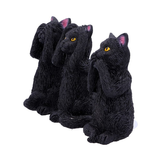 Three Wise Felines set of 3 hand-painted polyresin cats by Nemesis Now