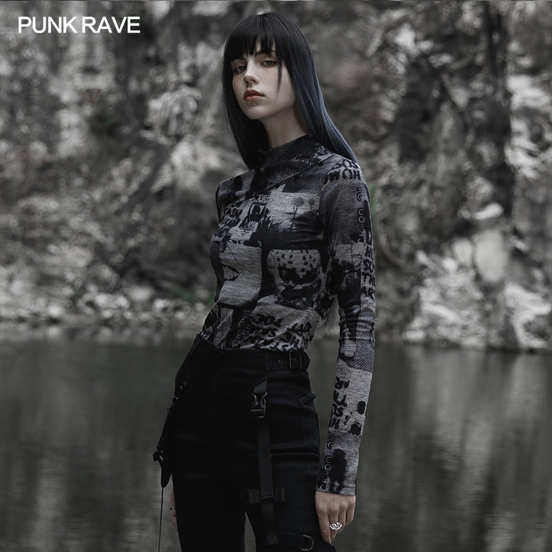 Punk Rave Sorcha Long Sleeve Top Gray - Kate's Clothing