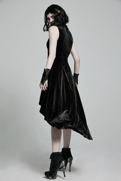 Punk Rave Britta Velvet Dress - Black - Kate's Clothing