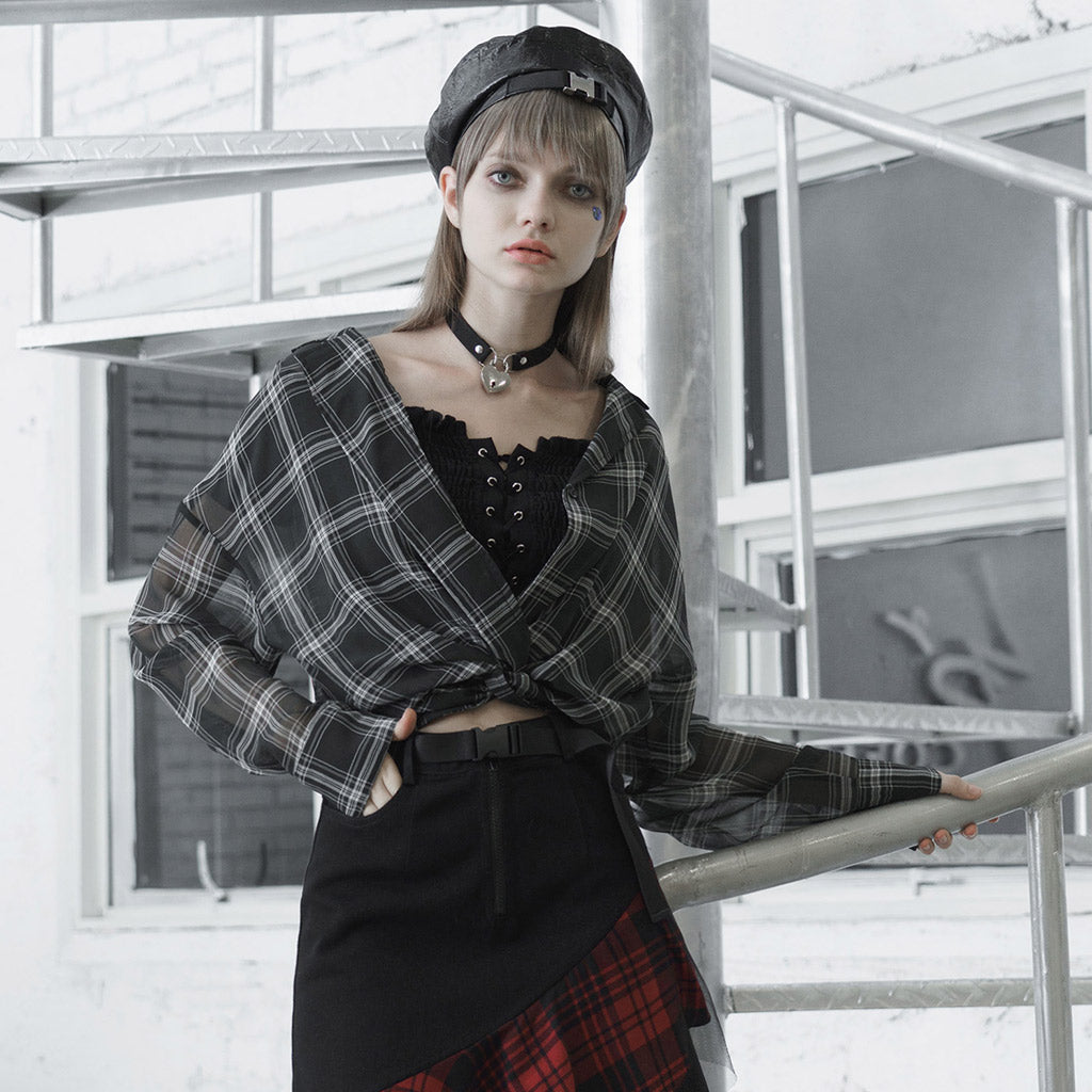 Punk Rave Minka Chiffon Checked Shirt - Kate's Clothing