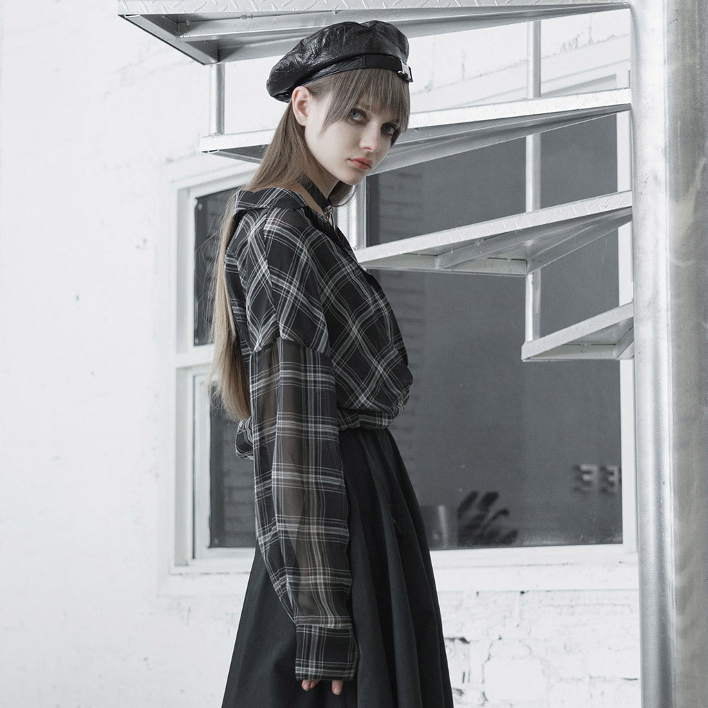 Punk Rave Minka Chiffon Checked Shirt - Kate's Clothing
