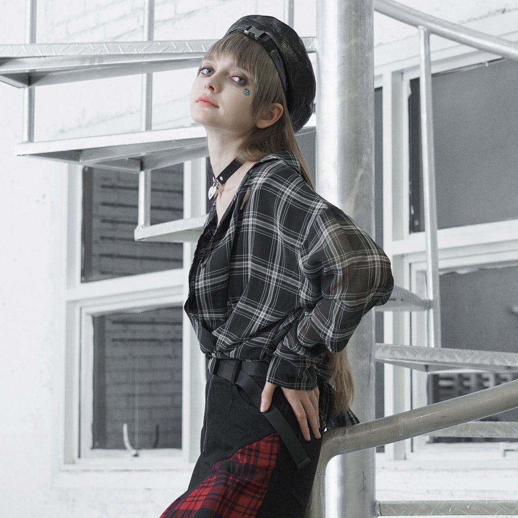 Punk Rave Minka Chiffon Checked Shirt - Kate's Clothing
