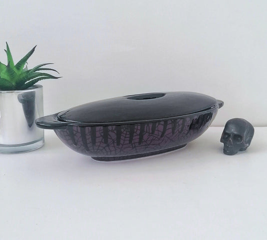 Weird & Wonderful Ceramics Purple Web Oval Platter With Lid - Kate's Clothing